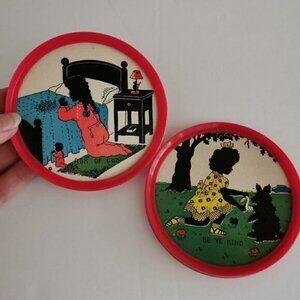 Religious Children Vintage Pair of Art Ask of God Be Ye Kind Christian Scripture